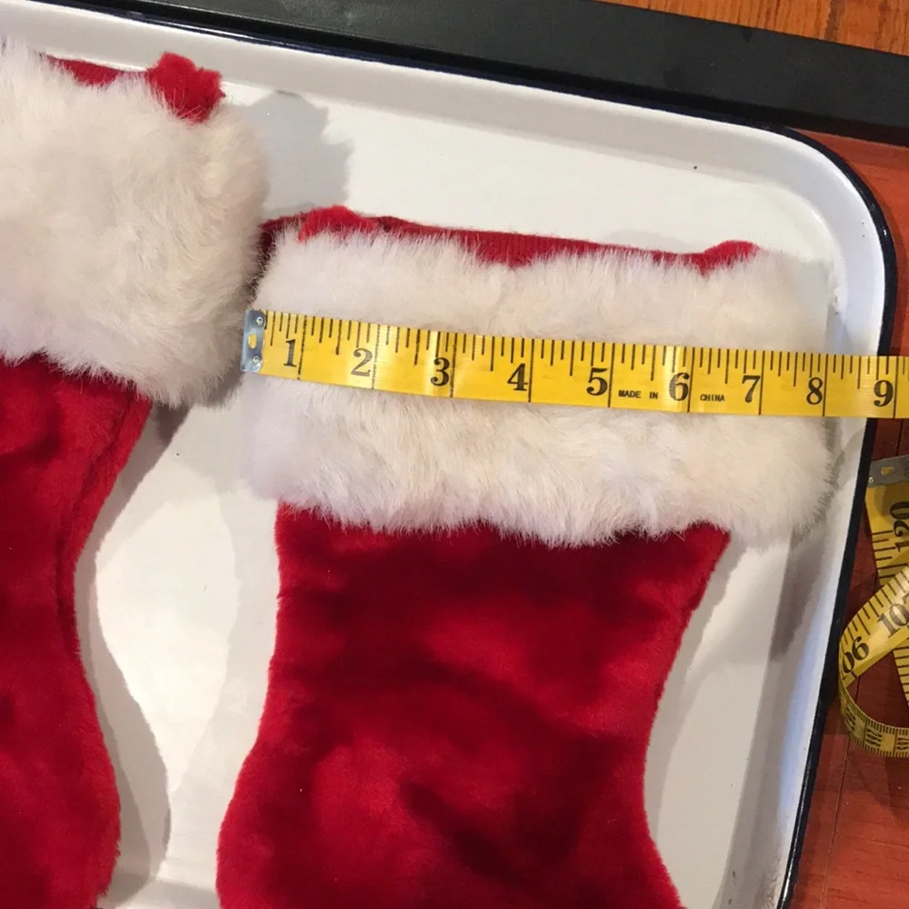 White Fur Trimmed & Red Velvet Stockings